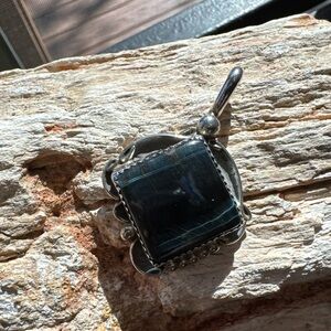 Native American Hawks Eye Pendant- signed by the Navajo Artist “BBT”